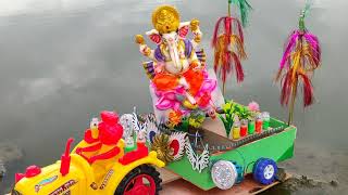 yamuna point ganesh visarjan | small ganpati visarjan trolly at river