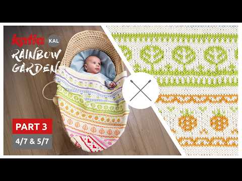 3/4 Rainbow Garden KAL 🌈 Pineapples and leaves 💐 Jacquard baby blanket