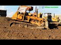 Big Bulldozer Stuck Recovery By Bulldozer | Dump Truck Unloading Sand, Dirt | Bulldozer Pouring Land