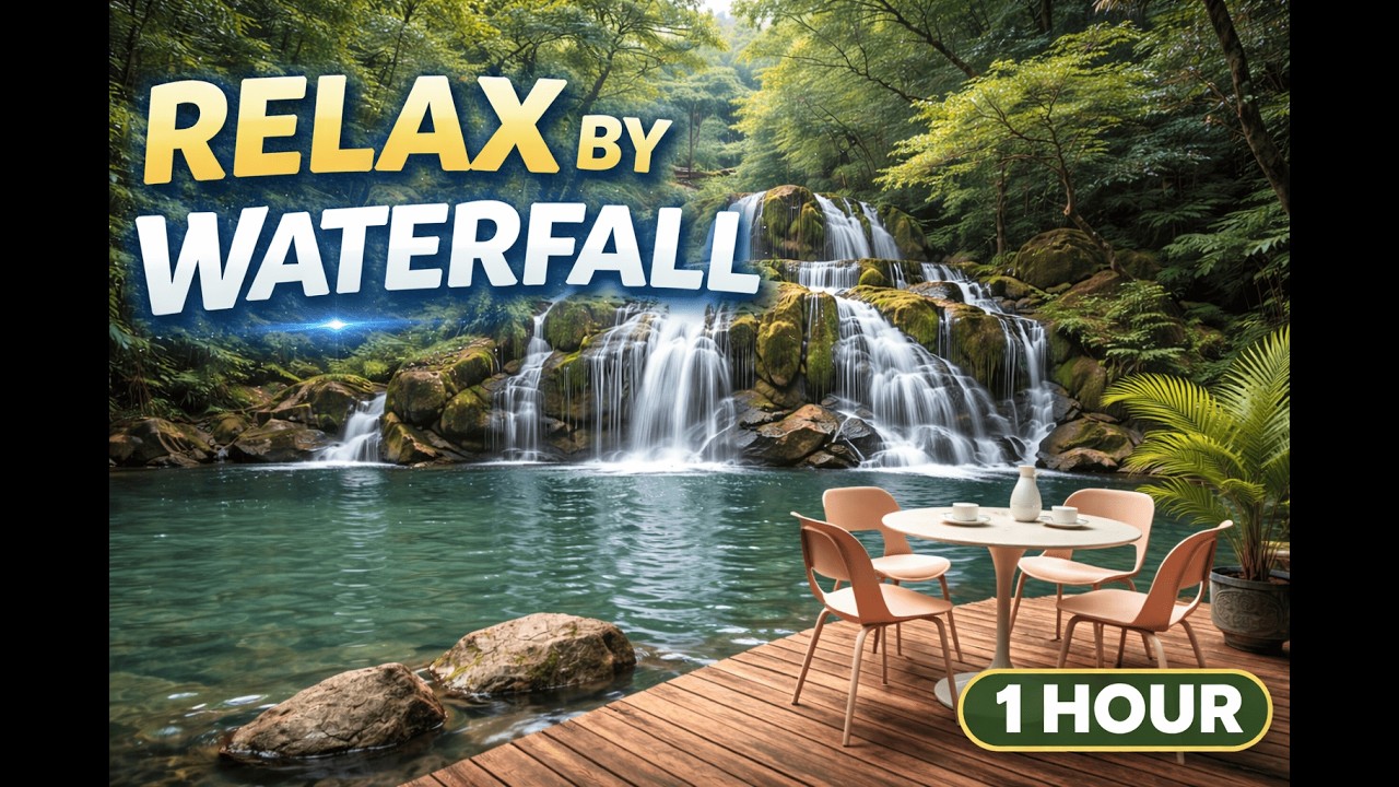 Deep Sleep by the Waterfall | 1 Hour Jungle Nature Sounds for Relaxation