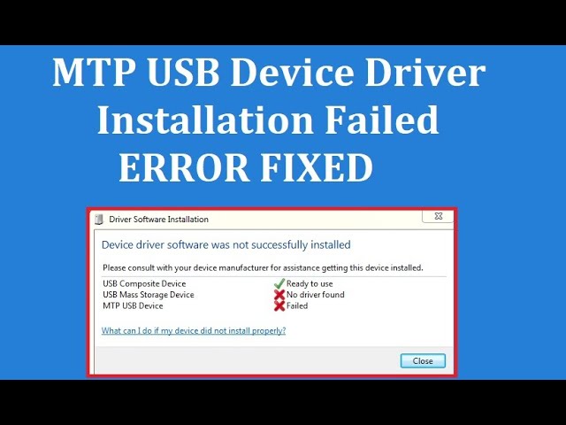 How to Fix MTP USB Device Driver Installation Failed - YouTube