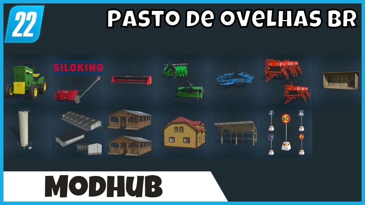 Pasto de Ovelhas BR, Fábrica de Ração Animal, Semeadeira de Plantio Direto Farming Simulator 22