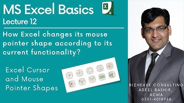 Microsoft excel tutorials for beginners Lecture 12 | MS EXCEL | Excel Cursor & Mouse Pointer Shapes