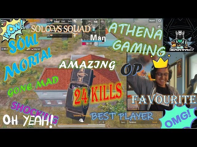 MORTAL SHOCKED BY ATHENA GAMING SKILLS || AMAZING 24 KILLS ATHENA GAMING || BEST PUBG MOBILE PLAYER class=