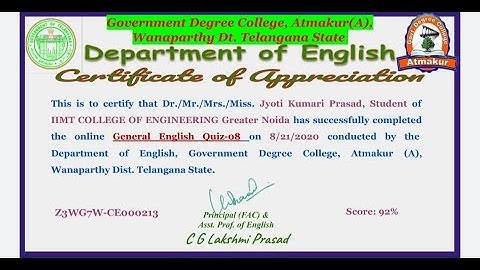 National level Online quiz on English |Free E-certificate within 2 minutes |Online quiz on English