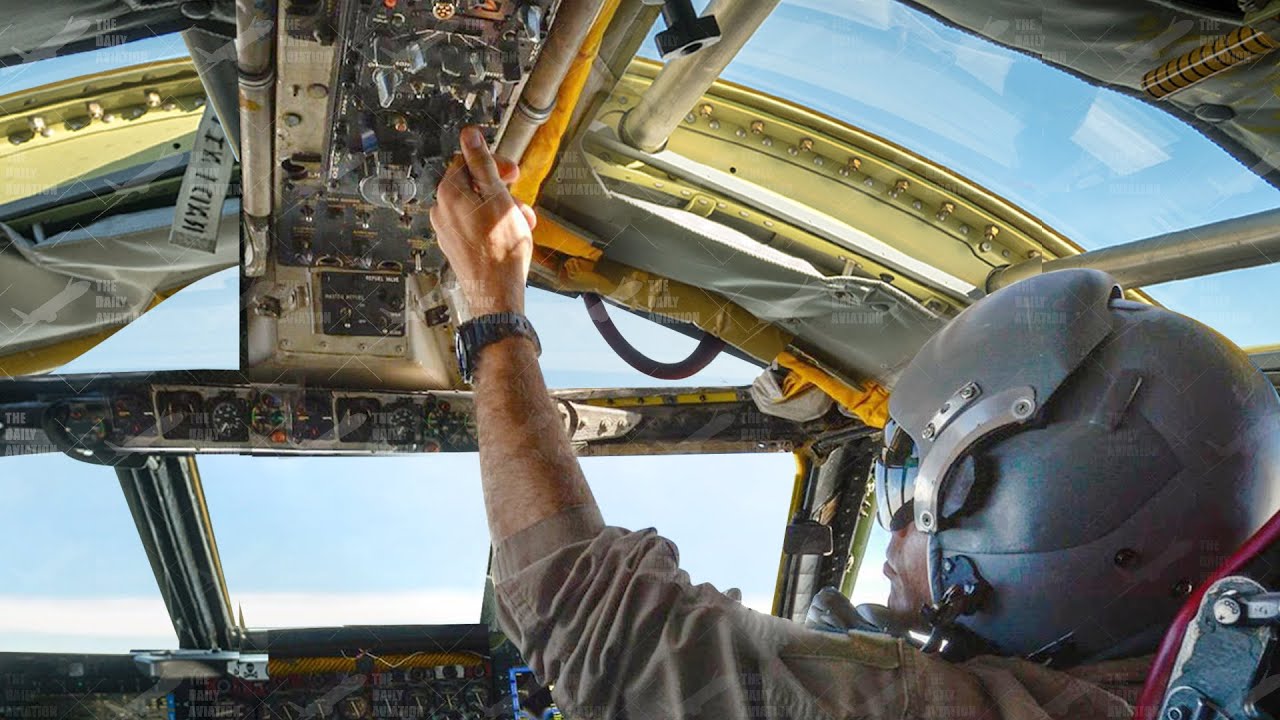 Skilled US Pilot Navigates 70 Year Old B-52 at High Altitude