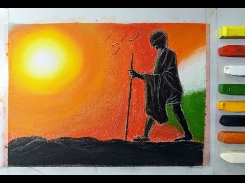 drawing mahatma gandhi ji gandhi jayanti special drawing using pastels for beginners and kids youtube drawing mahatma gandhi ji gandhi jayanti special drawing using pastels for beginners and kids