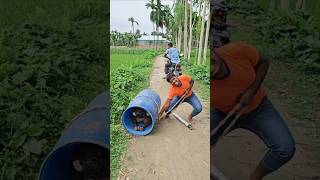 The boy was sitting on the drum.85#automobile #motorcycle