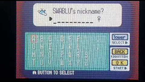 Shiny Swablu in Ruby after 15,836 REs