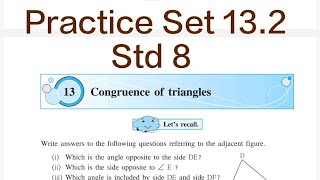 Celebrity Practice Set 13.2 | L- 13 Congruence of triangles | Std 8 Maths Profile