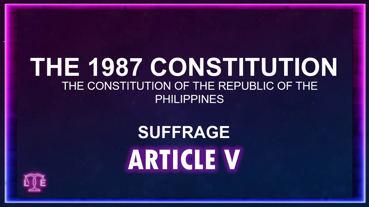[Audio Codal] ARTICLE V Suffrage - 1987 constitution - YouTube