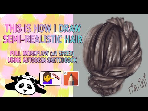 Drawing Semi-realistic hair in Autodesk Sketchbook (part 1) | Full workflow (Speedpaint) | San Check