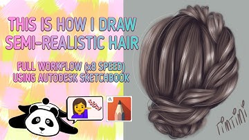 Drawing Semi-realistic hair in Autodesk Sketchbook (part 1) | Full workflow (Speedpaint) | San Check