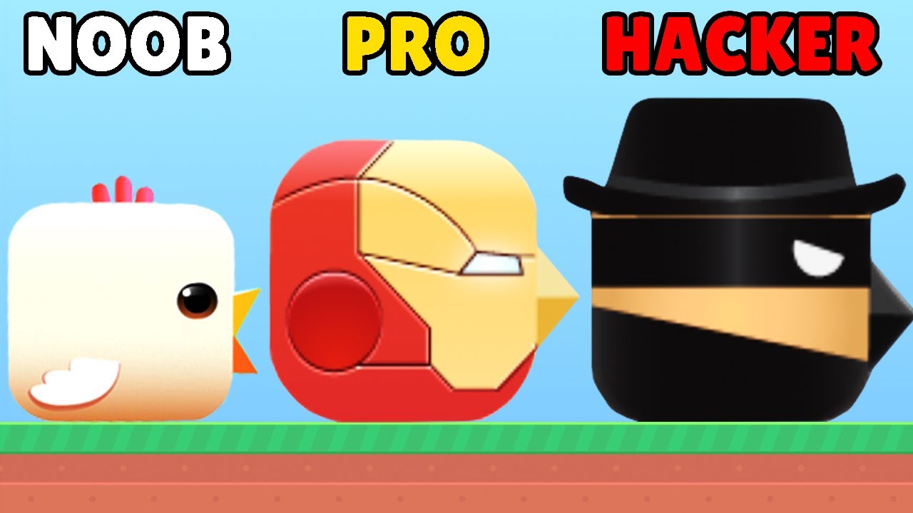 NOOB vs PRO vs HACKER in Square Bird