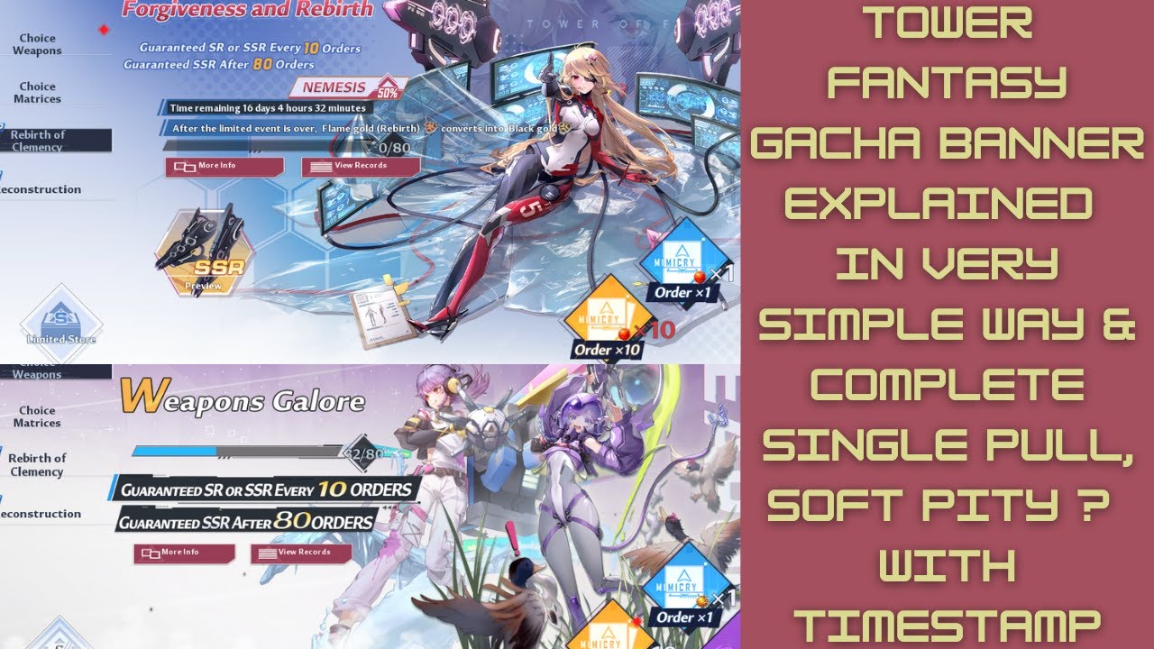 Tower Fantasy Gacha Banner Explained in very simple way & complete : single pull, soft pity ? Tips