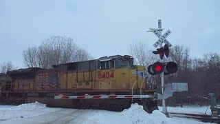UP 8404 South MSSNP Filmed At North Kasper Siding Awesome Extra Horns (1-25-2020)