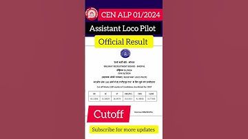Assistant Loco Pilot (ALP) 2025 Result & Cutoff | RRB ALP Latest Update
