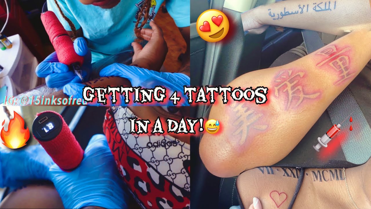 COME WITH ME TO GET 4 TATTOOS IN ONE DAY !!👀🔥 Tymarrahgi💕