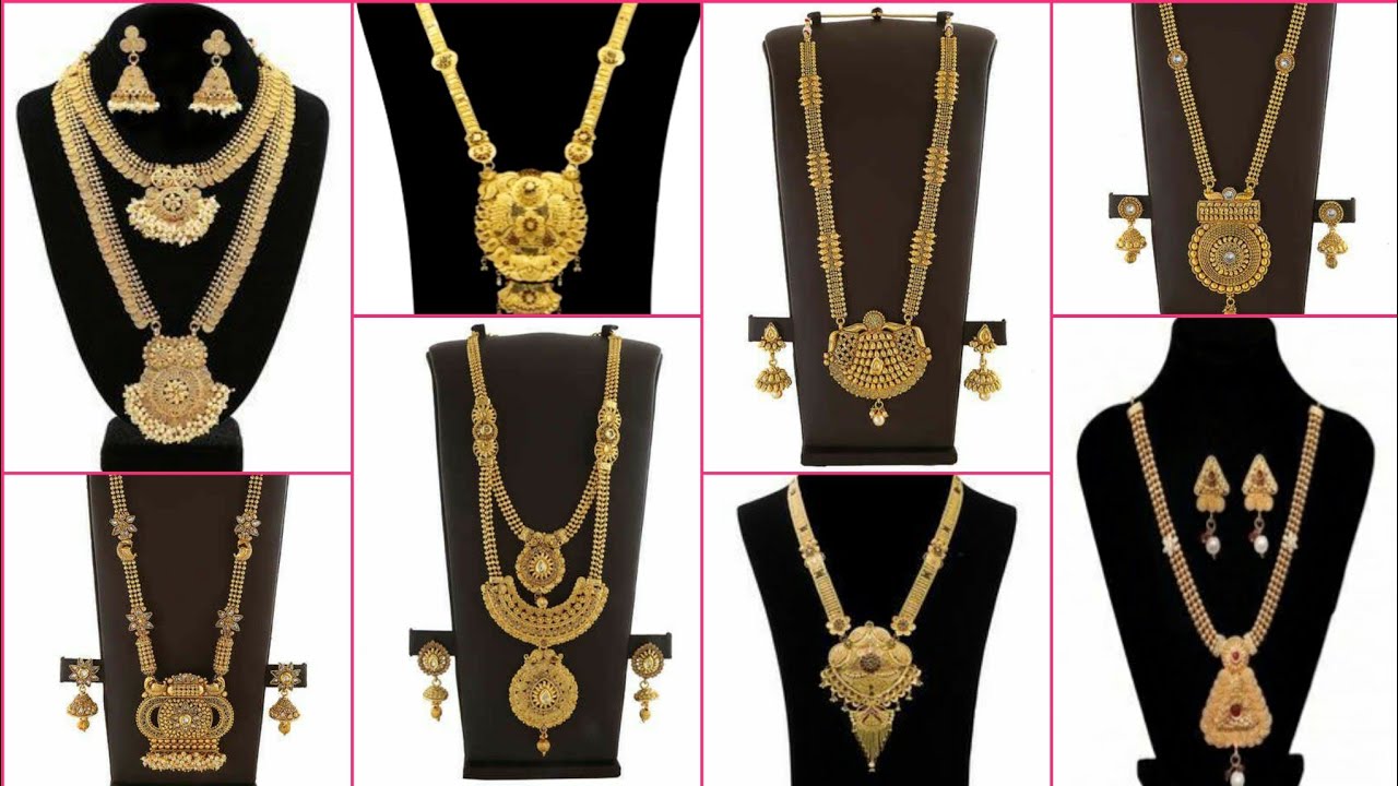 Latest Gold Long Haram Design's/Long Nacklaces Styles With Matte Finish And Machining Cutting