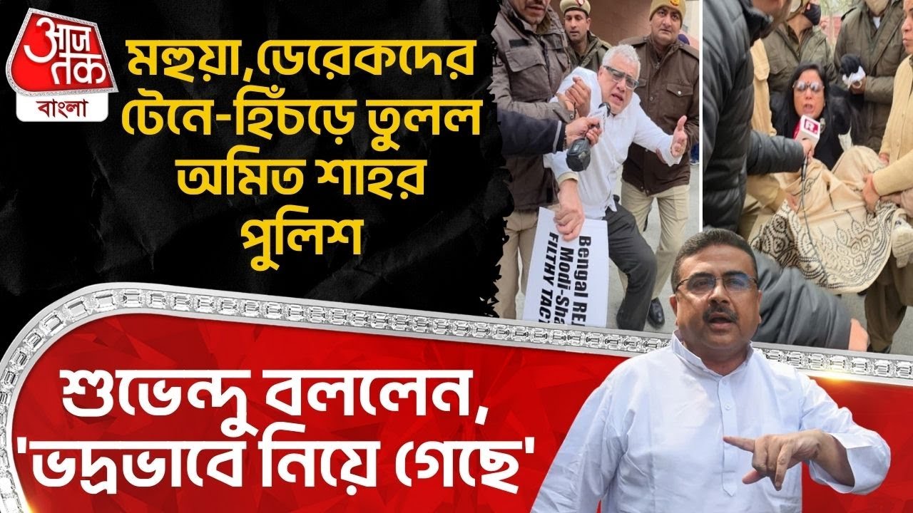 মহুয়া,ডেরেকদের টেনে-হিঁচড়ে তুলল Amit Shahর পুলিশ, Suvendu Adhikari বললেন, 'ভদ্রভাবে নিয়ে গেছে' | PN