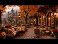 Calm Fall Morning at Cozy Coffee Porch Ambience 🍂 Smooth Jazz & Poetic Scenery of Falling Leaves