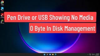 pen drive or usb showing no media 0 byte in disk management windows 11/10 fixed