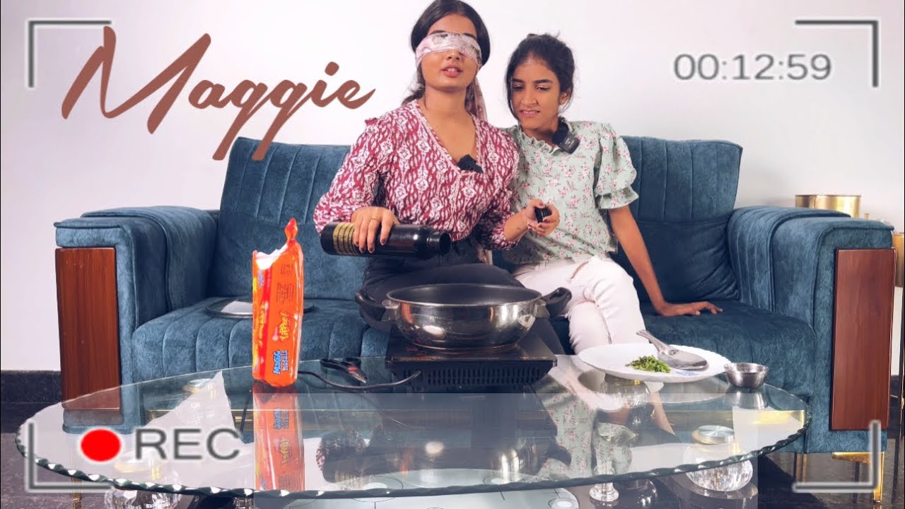 Blind Fold Maggie Challenge 🍝 @nikhilnisha2113