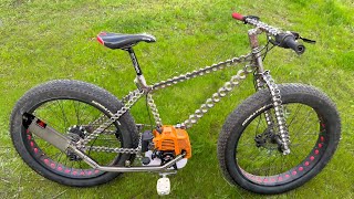 Motorize Your Bicycle / Build a Motorized Bike Using grass cutting machine / Homemade TRIMMER BIKE