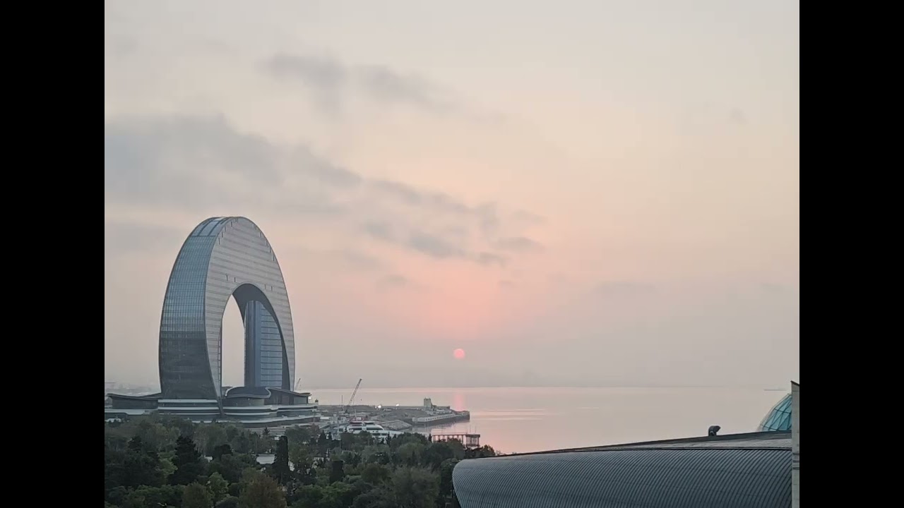 Beautiful Azerbaijan Baku Caspian Sea View Sunrise  Crescent Bay Time lapse   October 2025
