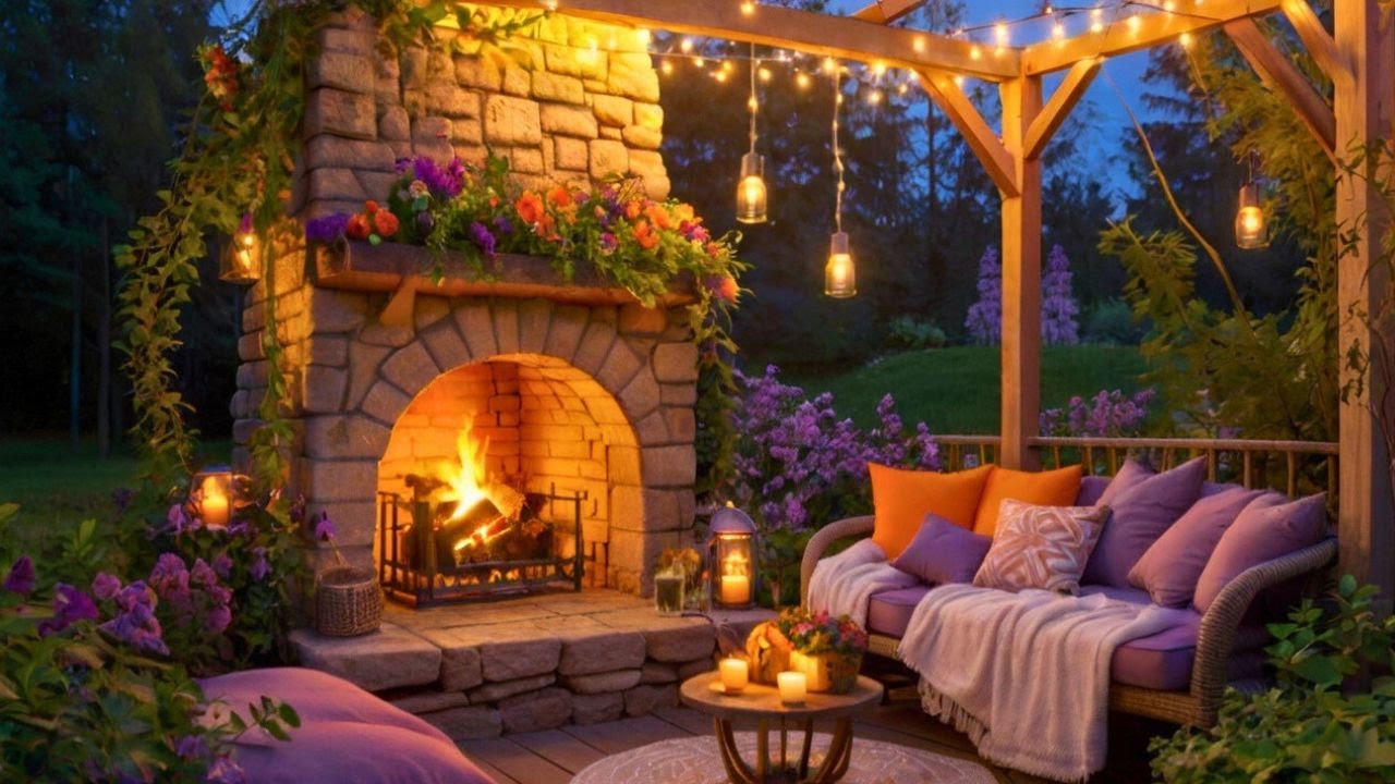 Cozy Cabin Ambience JAZZ Rain Fireplace Sounds at Night 8 Hours for ...
