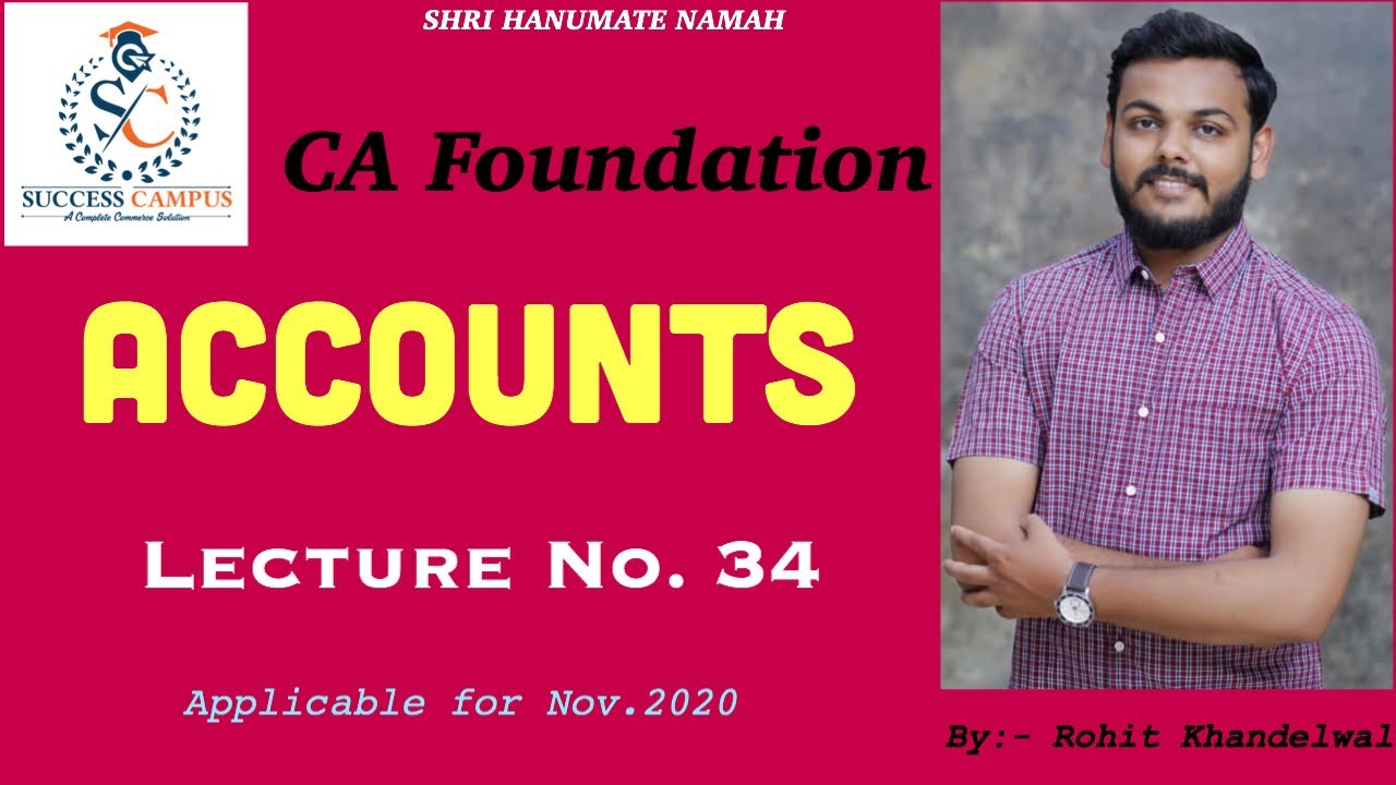 Ca Foundation Accounts Chapter6 Unit 1 Lecture 34 YouTube