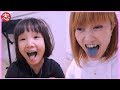 ドラキュラやフランケンシュタインになれるこわ〜いガムでべろの色が！？【ななたんキッズ】 ［寸劇ごっこ］