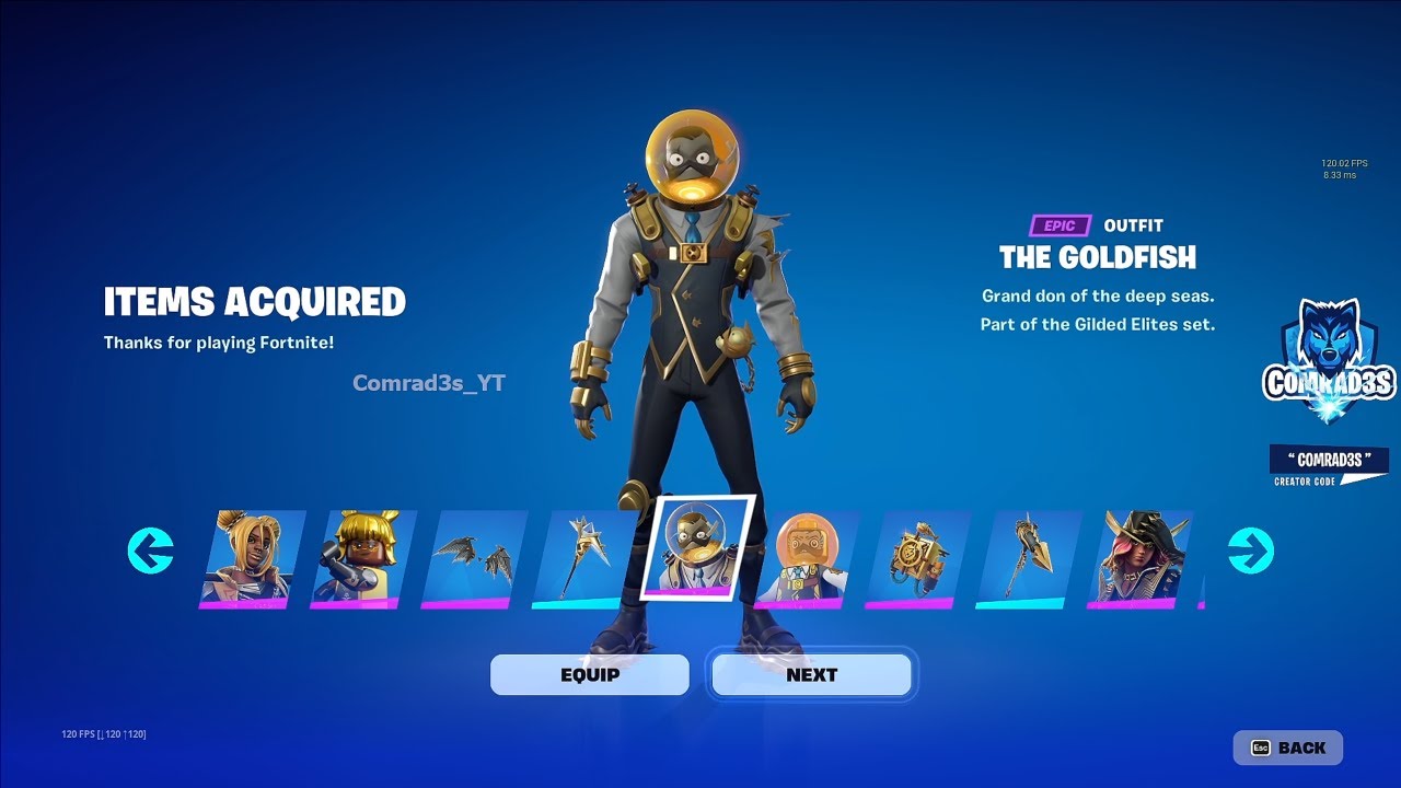 Fortnite NEW Gilded Elites Pack (The Goldfish, Gunslinger Calamity