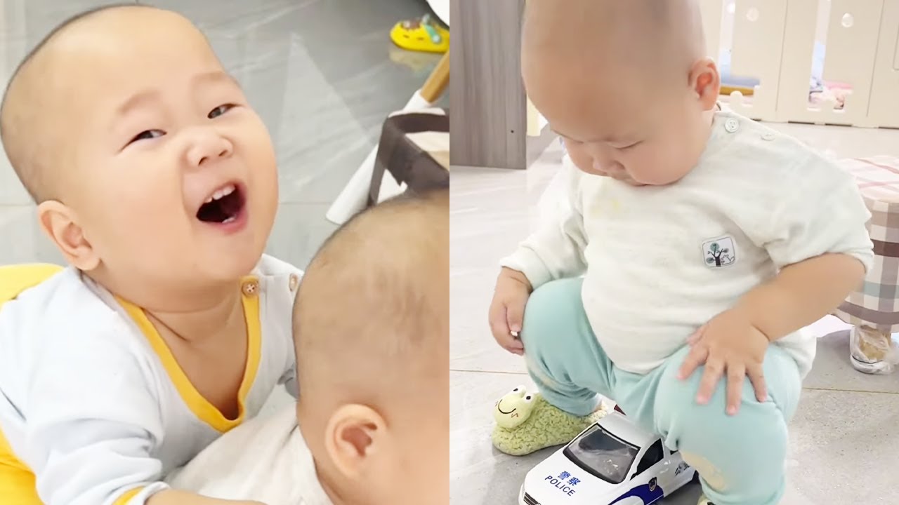 【超萌双胞胎】大胖抱着弟弟就是一顿啃，这动作太搞笑了