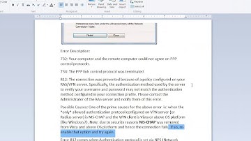 Fix error code 732/734/812 when connecting to PureVPN PPTP VPN