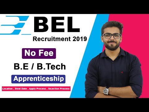 BEL recruitment 2019 | BE/BTech | No fee ( FREE ) | All India for Freshers | BEL apprentice 2019