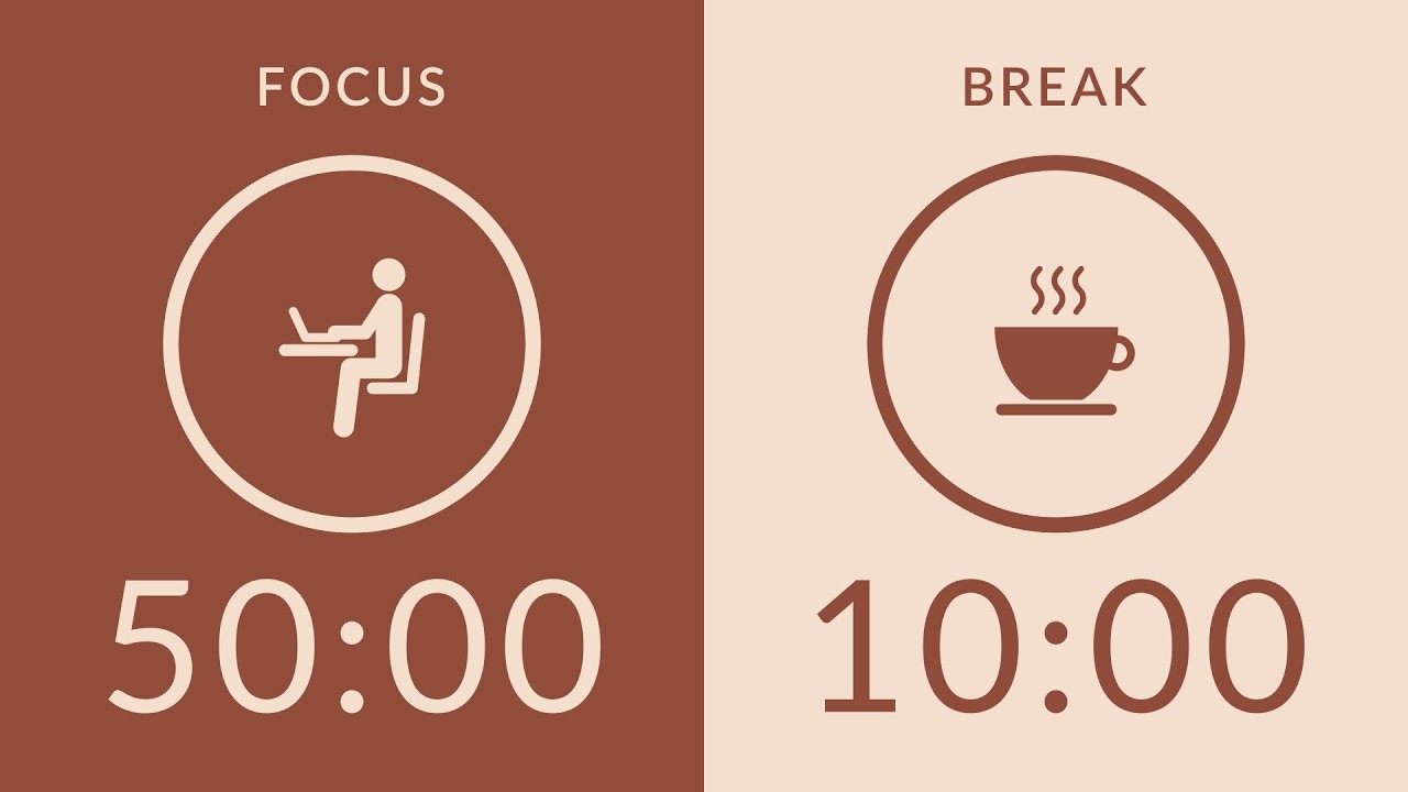 50/10 Pomodoro Timer with Brown Noise 🎧 9-Hour Study with Me for Deep ...