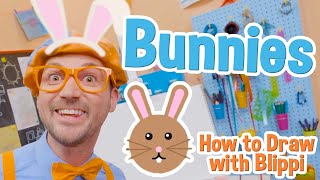 How To Draw A Bunny | Draw with Blippi! | Kids Art Videos | Arts and Crafts | Drawing Tutorial