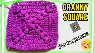 HOW TO CROCHET Granny Square-Basic GRANNY SQUARE (part 2)- Tutorial for Beginners-One Color crochet