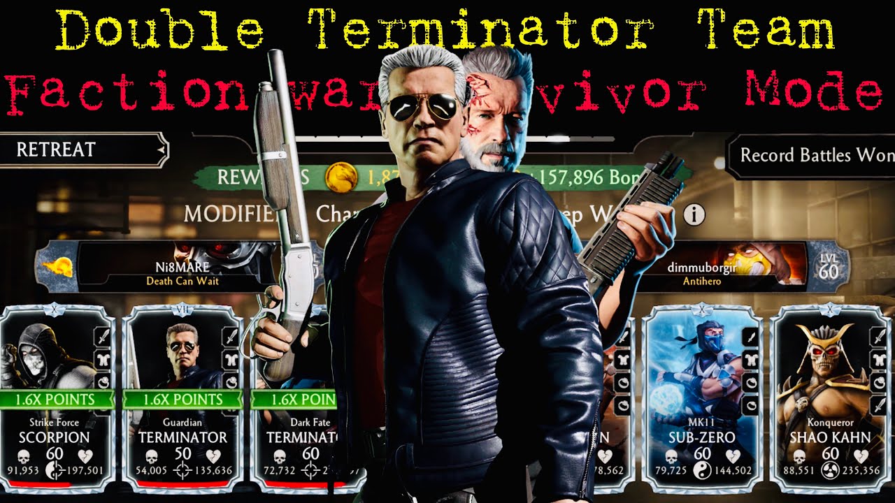FW Survivor Mode Double Terminator Team Gameplay | MK Mobile | #29