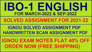 IBO 1 Solved Assignment 2021-22 in English.