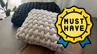 DIY 😍 How To Make Big Chunky Pillow | Braided Pillow Case IDEA | Throw Pillow Style | Cushion Design screenshot 5