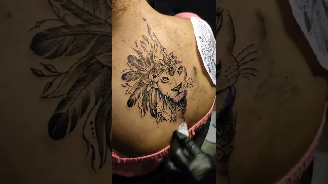 back tattoo for girls |lion tattoo for girls 