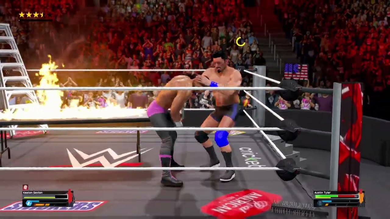 В WWE 2K25 Китон Секстон против Остина Тайлера в матче за титул чемпиона мира на TLC 2025.