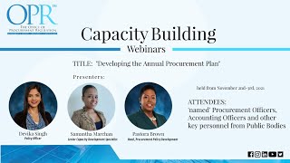 Developing the Annual Procurement Plan Webinar - November 2-3 2021