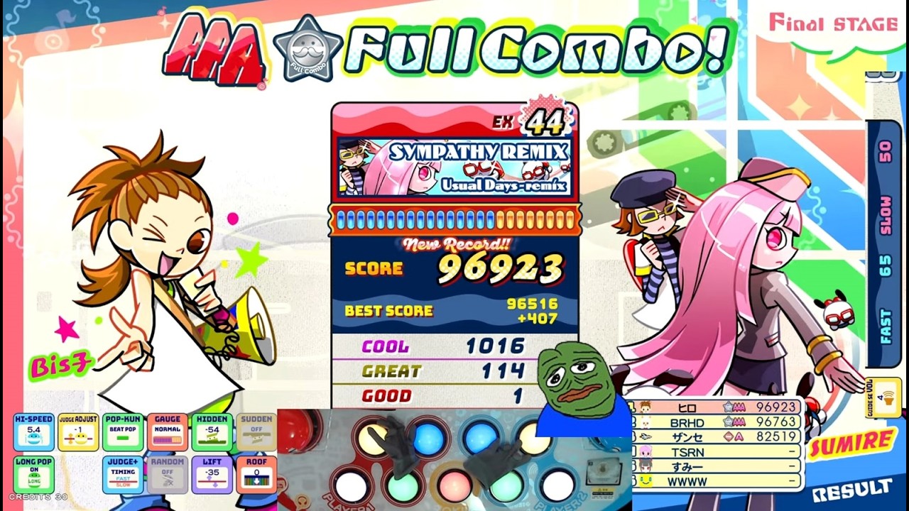 pop'n music](SYMPATHY REMIX) Usual Days-remix [EX](FULL COMBO