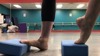 foot warmups with yoga blocks