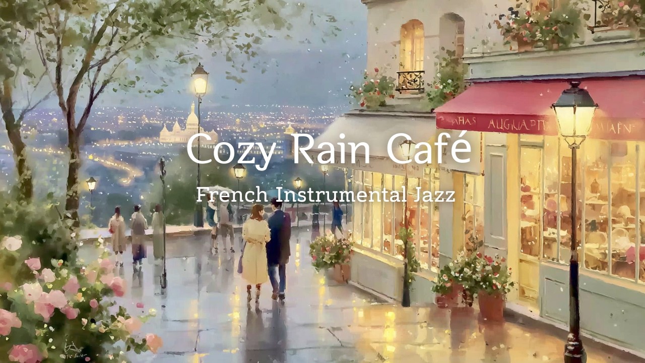 Paris Rainy Night Walk 🌧️ Cozy Café Streets with French Jazz