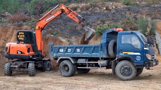 Xe Ô Tô Tải Ben Chở Và Đổ Đất, Máy Xúc DOOSAN DX55W Múc Đất Đá | Excavator Dump Truck | TienTube TV