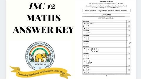 ISC 12 MATHEMATICS ANSWER KEY SEM 1
